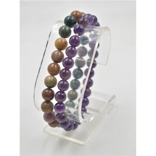 #107-NATURAL INDIAN AGATE & AMETHYST 8MM/7.5 MM