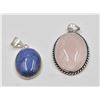 Image 1 : #230-NATURAL LAPIZ & ROSE QUARTZ PENDANT