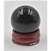 Image 1 : #56- NATURAL BLACK OBSIDIAN SPHERE BALL +STAND