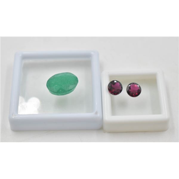 #260-NATURAL DARK RED GARNET 3.25 & JADE 9.30CT