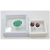 Image 1 : #260-NATURAL DARK RED GARNET 3.25 & JADE 9.30CT
