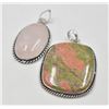Image 1 : #238 NATURAL UNAKITE & ROSE QUARTZ PENDANT