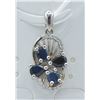 Image 1 : #113-NATURAL BLUE SAPPHIRE & CZ  PENDANT