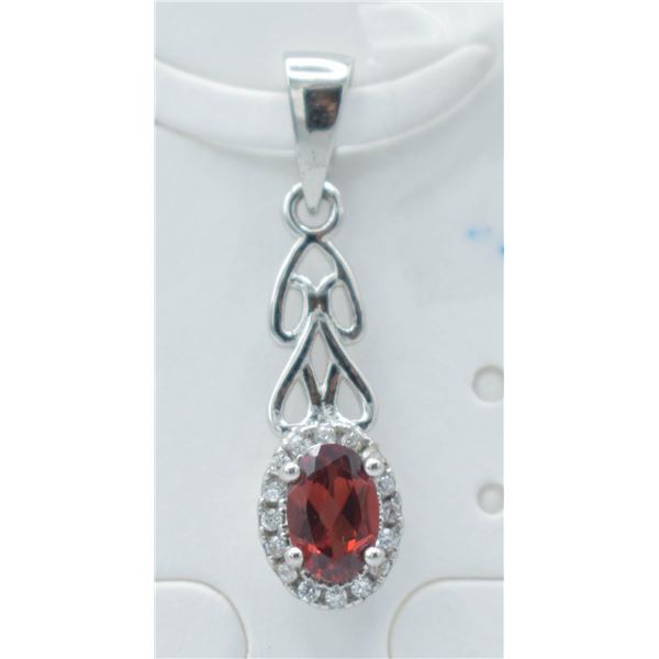 #123-NATURAL GARNET & CZ PENDANT