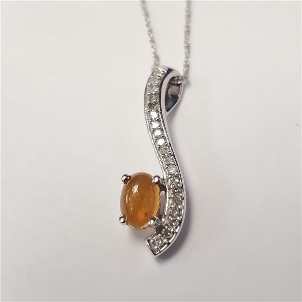 10K WHITE GOLD OPAL(0.5CT) DIAMOND(0.2CT)