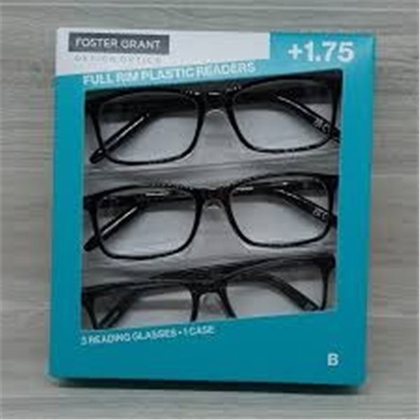 NEW 3PK FOSTER GRENT +1.75 READING GLASSES