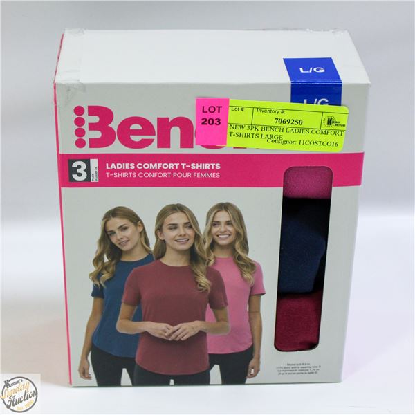 NEW 3PK BENCH LADIES COMFORT T-SHIRTS LARGE