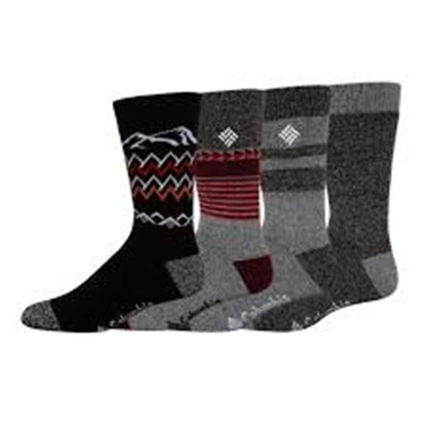 NEW 4PK COLUMBIA MENS SOCKS SIZE 6-12