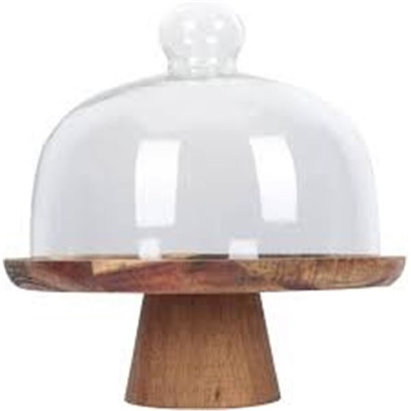 BRAND NEW HEMOTON WOODEN CAKE STAND WITH LID