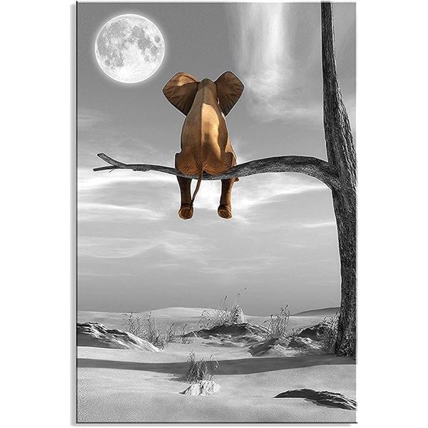BRAND NEW CANVAS WALL ART ANIMAL RESTING ELEPHANT