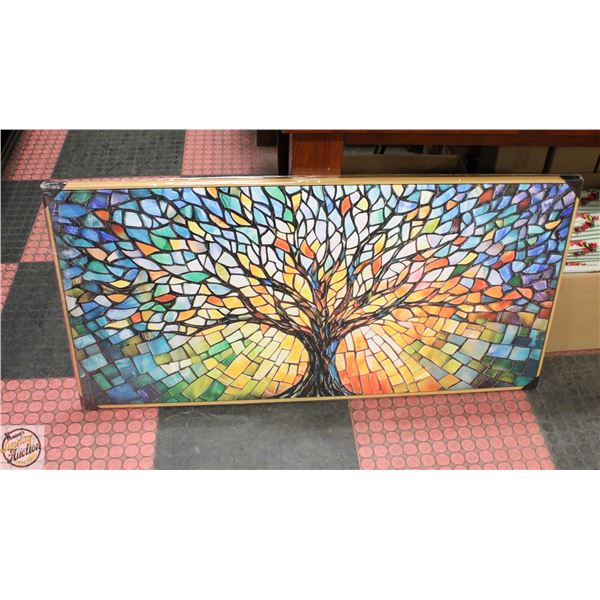 BRAND NEW SOLID WOOD FRAME ABSTRACT WALL ART