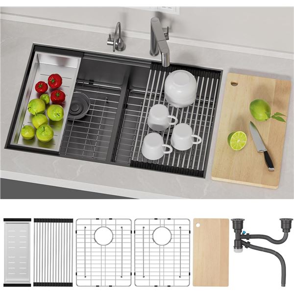 BRAND NEW KITCHEN SINK 33 X 19" UNDERMOUNT WORKSTATION