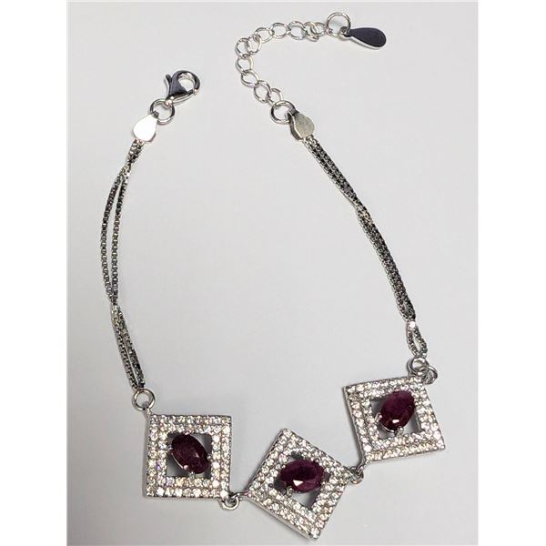 SILVER(5.6G) RUBY (1.5CT) BRACELET