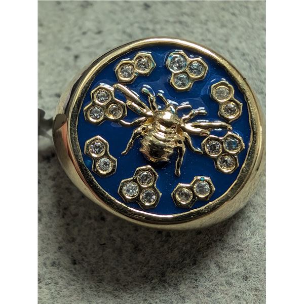 SILVER (5.45G) WHITE TOPAZ RING SZ 8