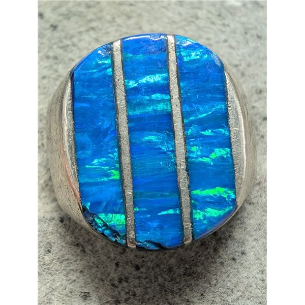 SILVER (16G) OPALITE RING SZ 9.5