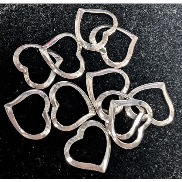 SILVER PACK OF 12 FLOATING HEART PENDANTS