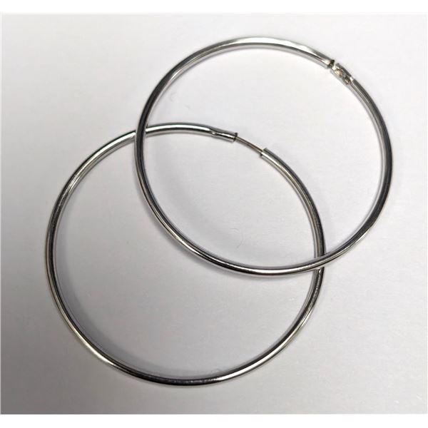 SILVER MEDIUM HOOP EARRINGS