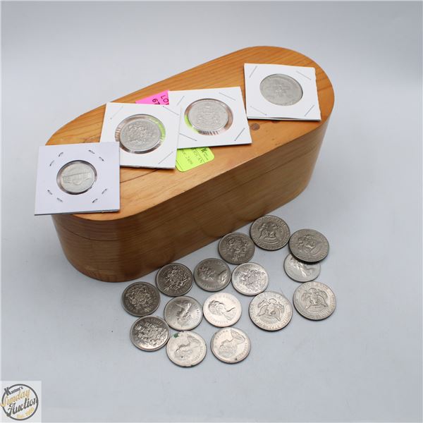 LOT OF 19 CANADIAN & AMERICAN COINS