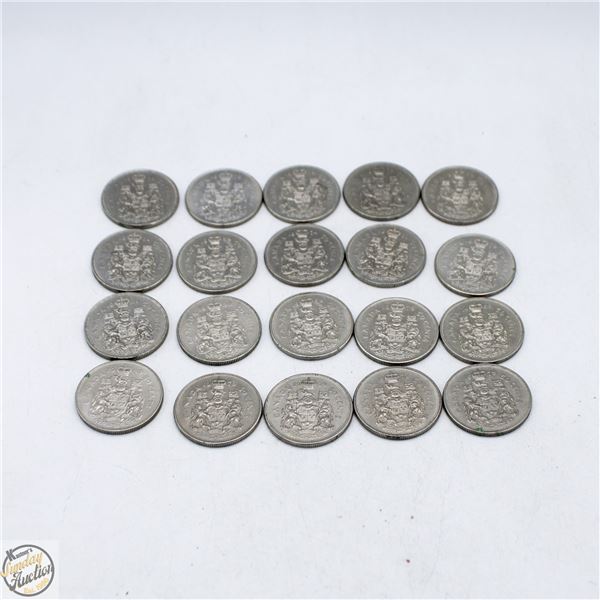 LOT OF 20 CANADA 50 CENT PIECES