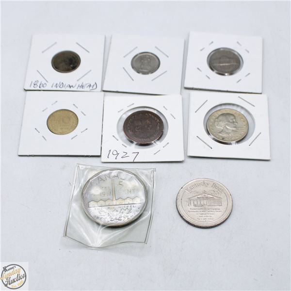 LOT OF 8 WORLD COINS ALL DATED BETWEEN 1800-1999