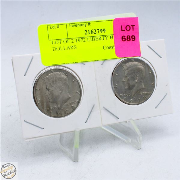 LOT OF 2 1972 LIBERTY HALF DOLLARS