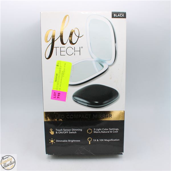 NEW GLO TECH LED COMPACT MIRROR, RECHARGEABLE
