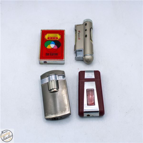 LOT OF 4 NOVELTY BUTANE LIGHTERS