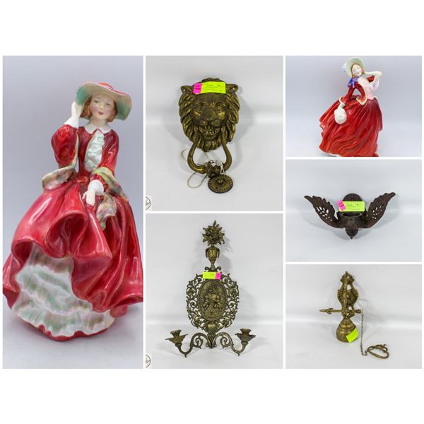 FEATURED ROYAL DOULTON, CLOCKS AND BRASS ITEMS