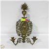 Image 1 : VINTAGE 2 CANDLES HOLDER BRASS, WALLMOUNT