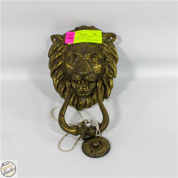 VINTAGE LION HEAD DOOR KNOCKER BRASS 8" X 5"