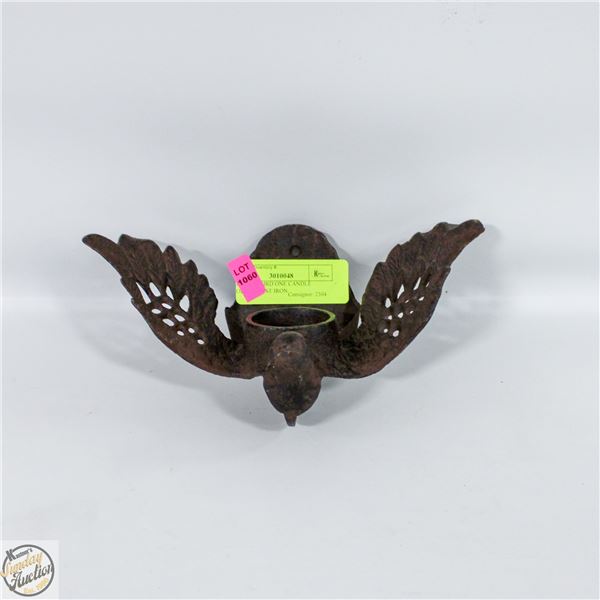 VINTAGE BIRD ONE CANDLE HOLDER CAST IRON