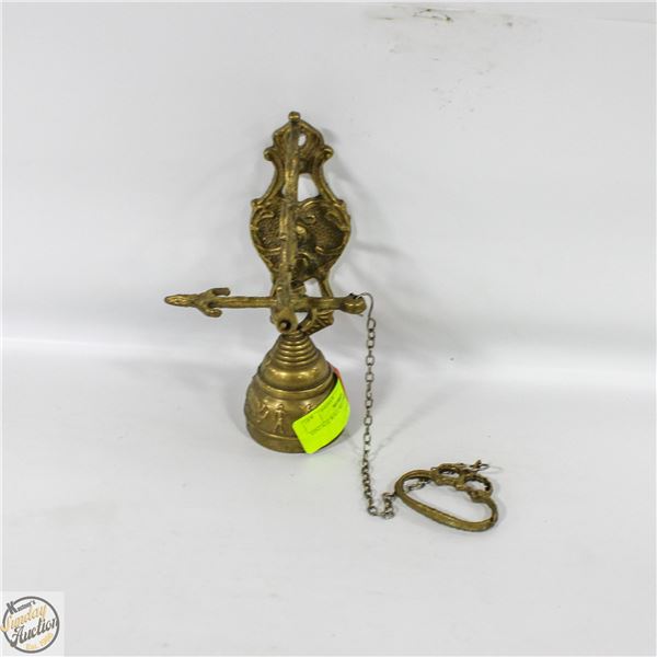 VINTAGE WALL BELL BRASS 8" HIGH