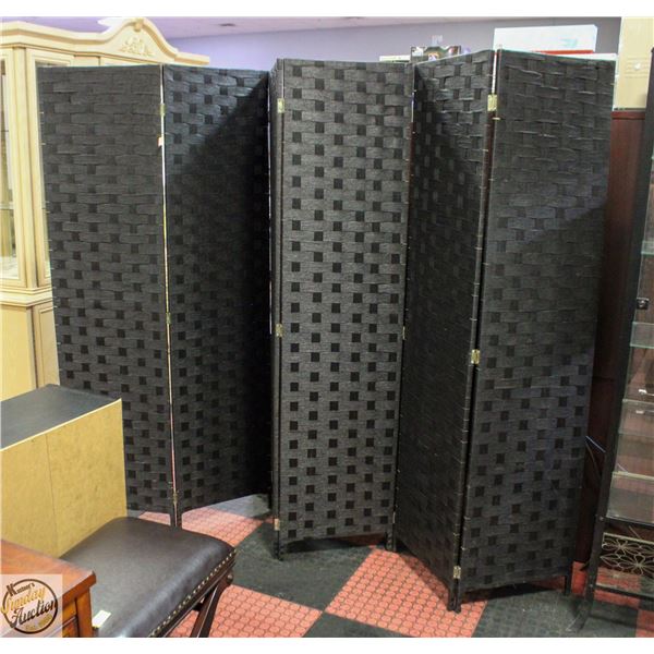 6 PANEL BLACK FOLDING ROOM DIVIDER H-70.5"