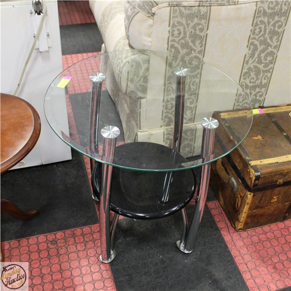 GLASS SIDE TABLE WITH BOTTOM SHELF