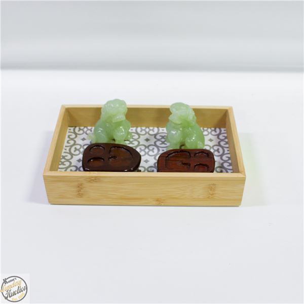 VINTAGE JADE CHINESE FOO DOGS ON STANDS