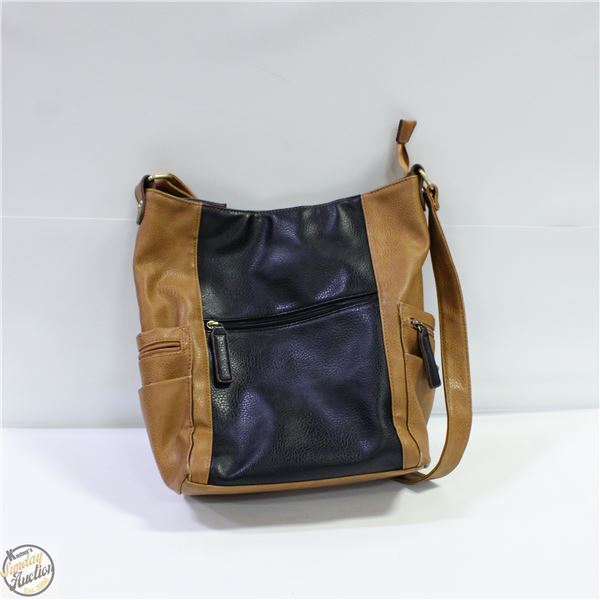 ESTATE BLACK BROWN LEATHER PURSE/BAG