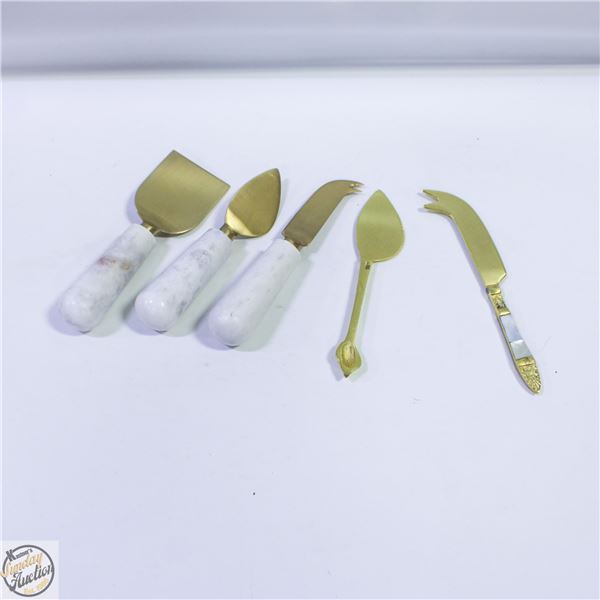 ESTATE GOLD PLATED+STONE HANDLED CHEESE-