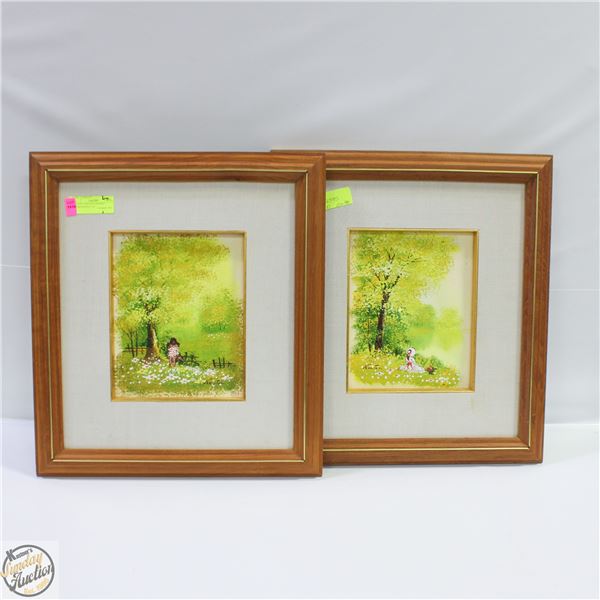 SET OF 2 VINTAGE FRAMED IMPRESSIONIST OIL