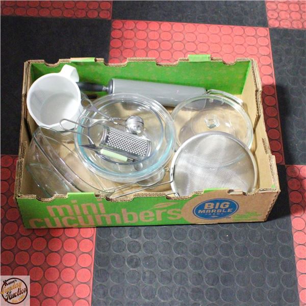 FLAT WITH ANCHOR & PYREX GLASS BAKEWARE,