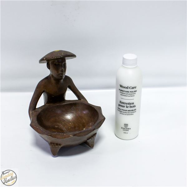 ESTATE HAND CARVED SOLID WOOD NUT BOWL