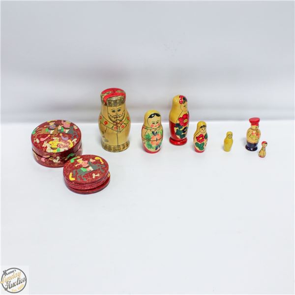 ESTATE NESTING DOLLS + NESTING COASTER SET