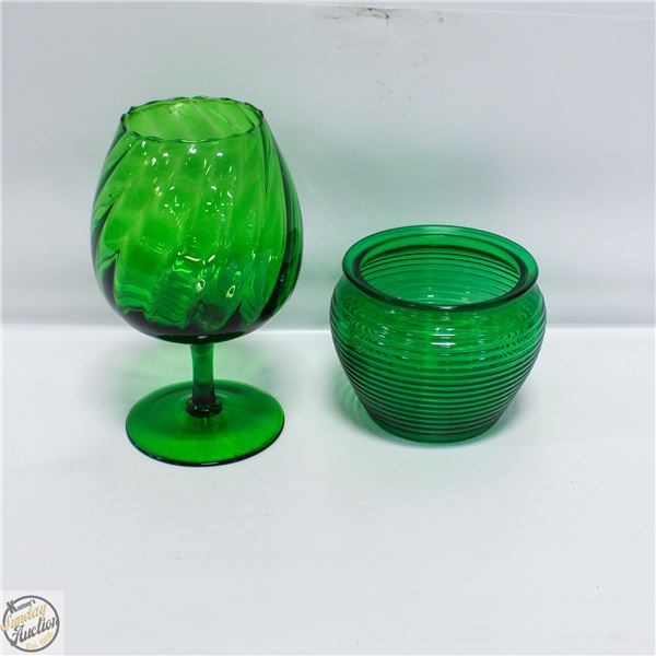 2 VINTAGE GLASS VASES