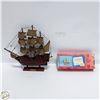 Image 1 : VINTAGE MAYFLOWER WOOD SHIP & SANTA