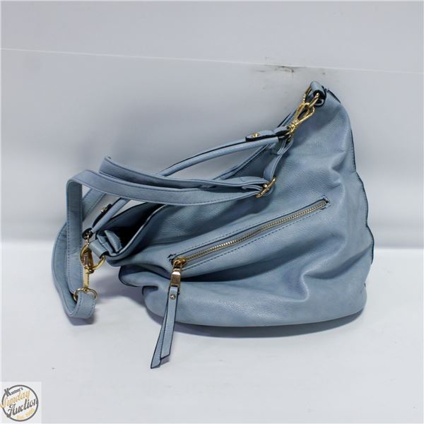 LIGHT BLUE LADIES SHOULDER BAG (LEATHERETTE)
