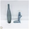 Image 1 : GLASS VASE H-14" + MANTEL DECOR PIECE H-9"