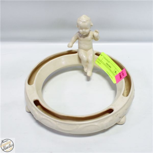 ANTIQUE FOOTED CUPID PANSIES FLOWER