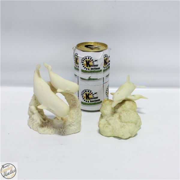 2 STONE MANTEL DECOR PIECES (1 WITH 2