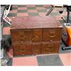 Image 1 : ANTIQUE WOODEN FILE CABINET WITH BRASS PULLS