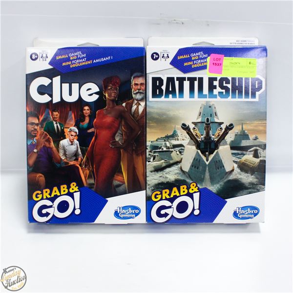 NEW HASBRO MINI GAMES 1CLUE 1BATTLESHIP