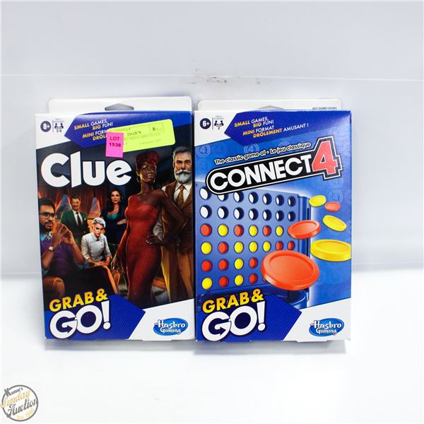 NEW HASBRO MINI GAMES 1CLUE 1CONNECT 4